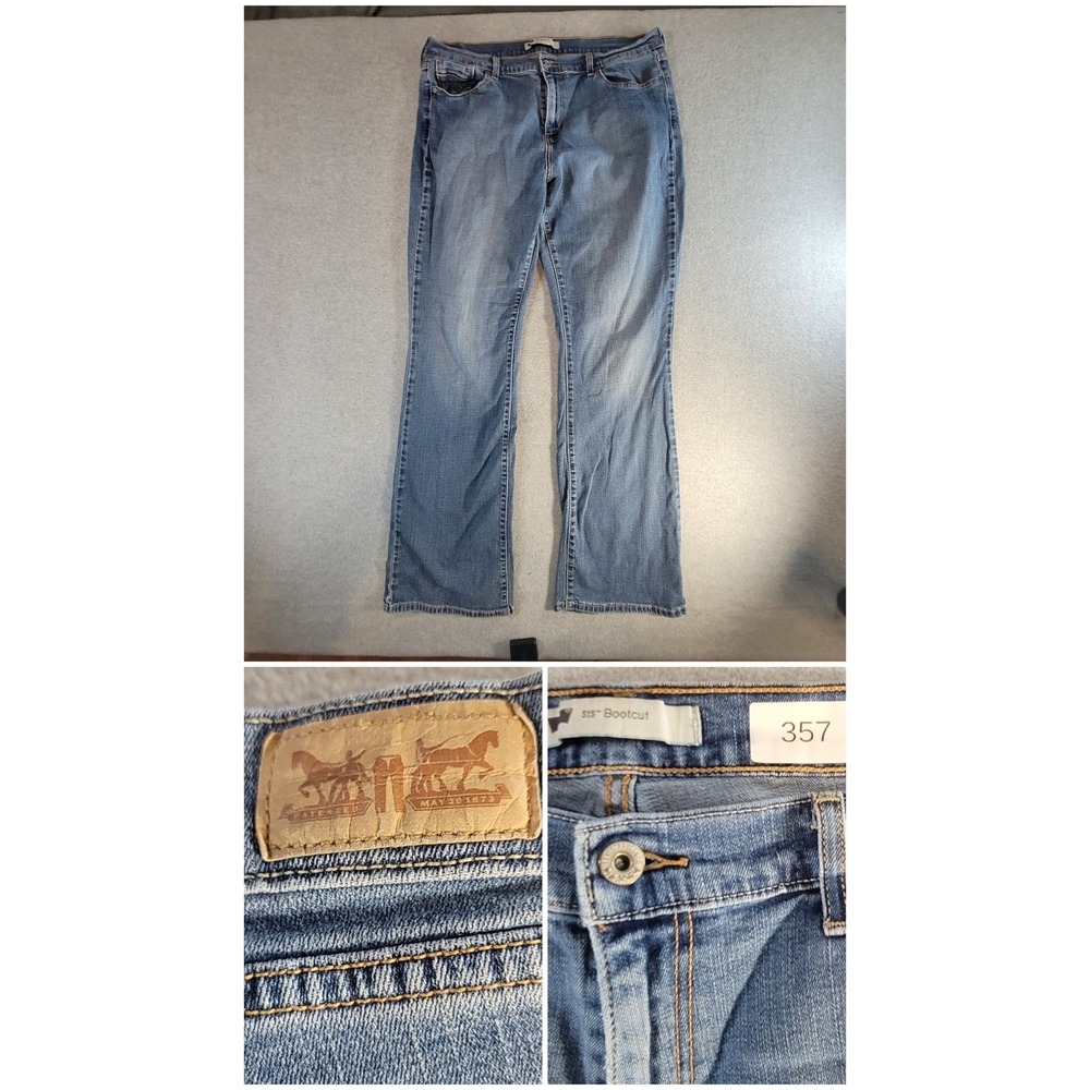 Levis 515 Bootcut Jeans Womens 16L W33 L34 Medium Wash Blue Denim Stretch